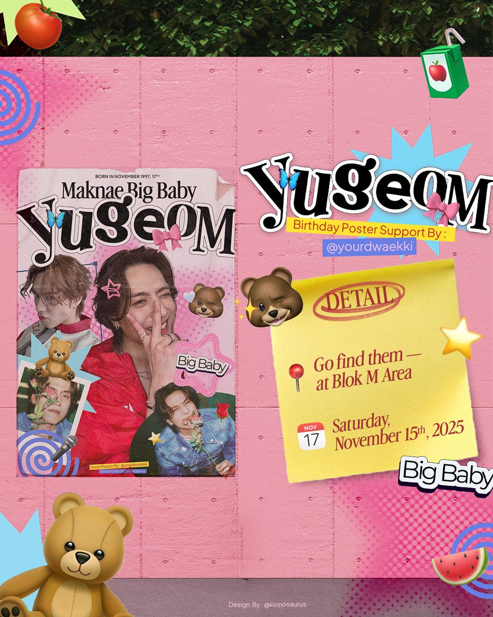 🐥🌼 Happy Kim Yugyeom Day 🌼🐥

Street Poster Project by <a href="/yourdwaekki/">B L U 🫧</a>

Go find them — at Blok M Area 
Starts from 15.11.2025 

kindly @ me if you spot one !! 🌼🐜💖

#Yugyeom #김유겸 #유겸 #GOT7