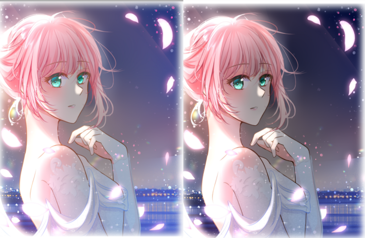yg demen art yg keliatan  dreamy harus cobain!! 

1. duplicate art nya, bikin stu fill layer di clip ke yg atas. 
2. fill warna oranye, set mode layer luminous
3. di layer duplicate, ganti ke mode hard ligth
4. sesuaikan opacitynya suka suka. ^^