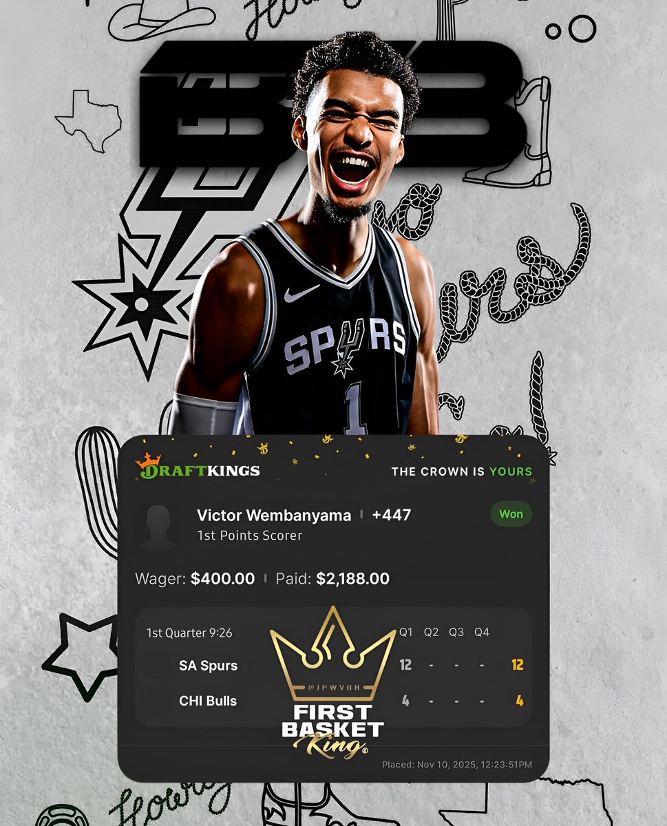Wemby First Basket 🎯 

(<a href="/JPWVOH/">Jason</a>) 👑 

+447✅

$400 👉 $2,188 💰💰 

The King is Heating Up 🔥🔥 

🔗 Whop.com/Beat-the-Books