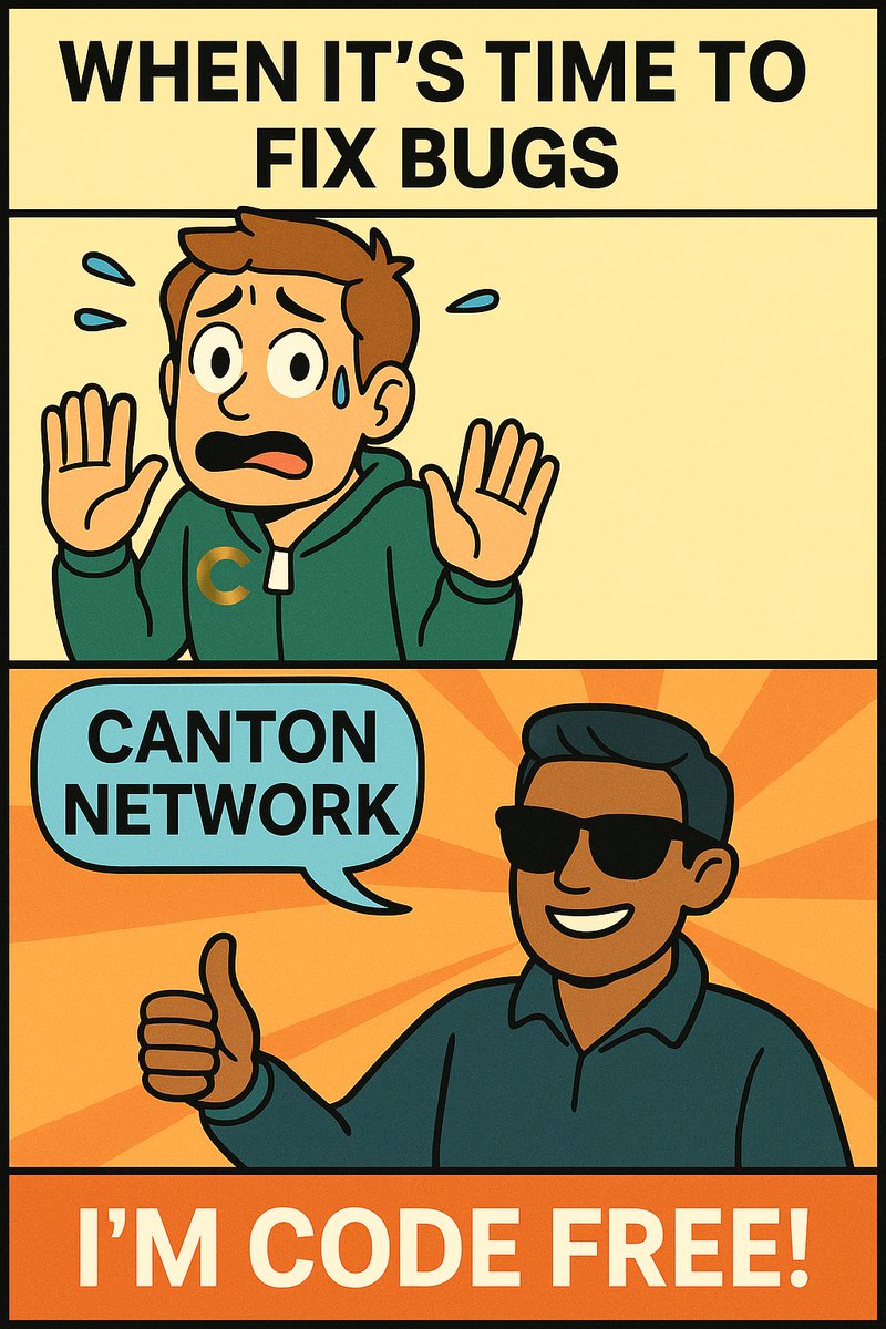 Hata düzeltme zamanı geldiğinde panik, hatalardan bile hızlı yayılır.

Ama Canton geliştiricileri? Sadece gülümser ve der ki:
“Ben hata değil, uyum kodluyum.” 😎

Canton Network uyumun huzurla buluştuğu yer.
#CodeYourMeme #CantonNetwork <a href="/CantonNetwork/">Canton Network</a>