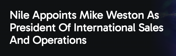Expansion based on demand is always a good thing. <a href="/NileSecure/">Nile</a> announces Mike Weston as new president of International Sales and Ops. nilesecure.com/press-releases…