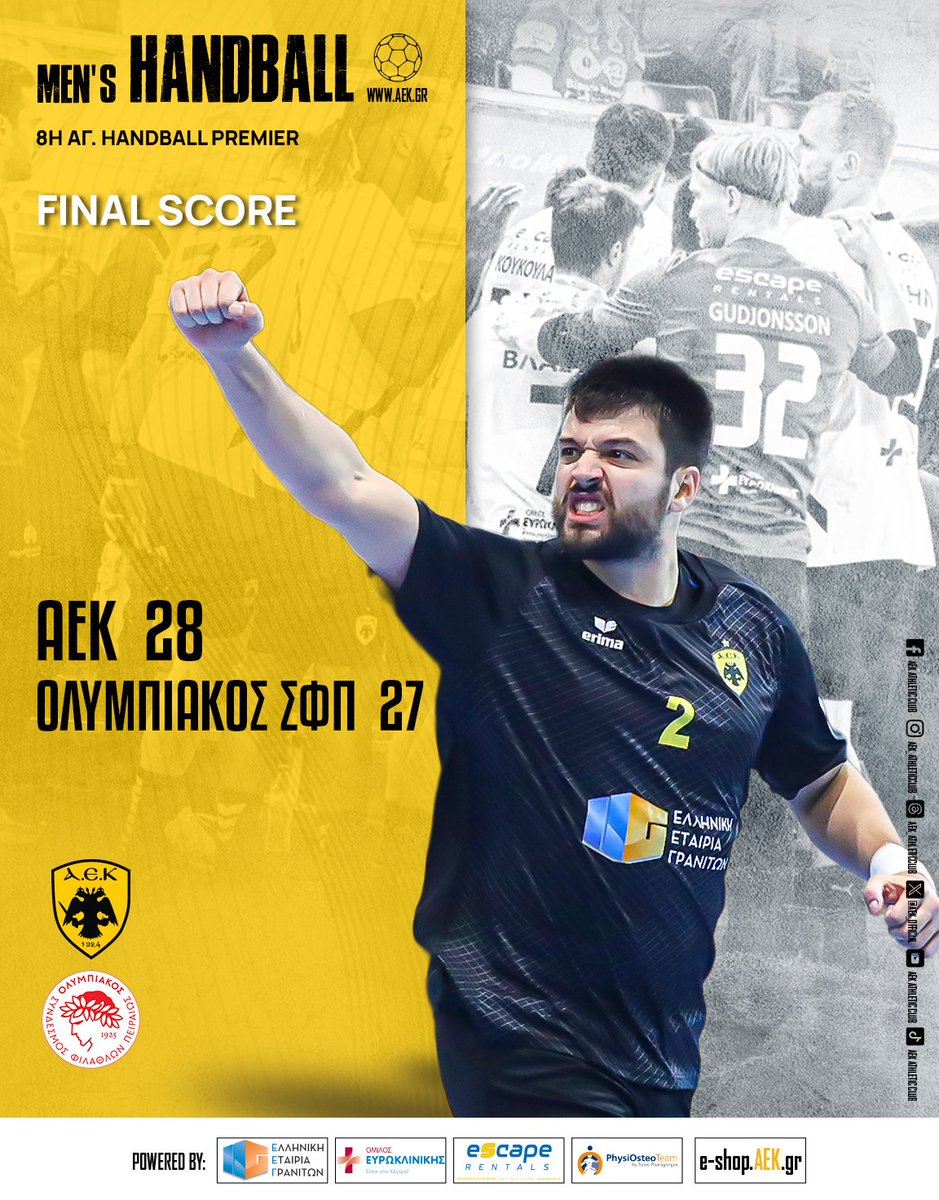 aek_official's tweet image. 🤾‍♂️💪 Η ΑΕΚ επικράτησε με 28-27 του Ολυμπιακού ΣΦΠ/Ομίλου Ξυνή για την 8η αγωνιστική της Handball Premier!!!

#aek #gameday #aekhandball #aekfamily