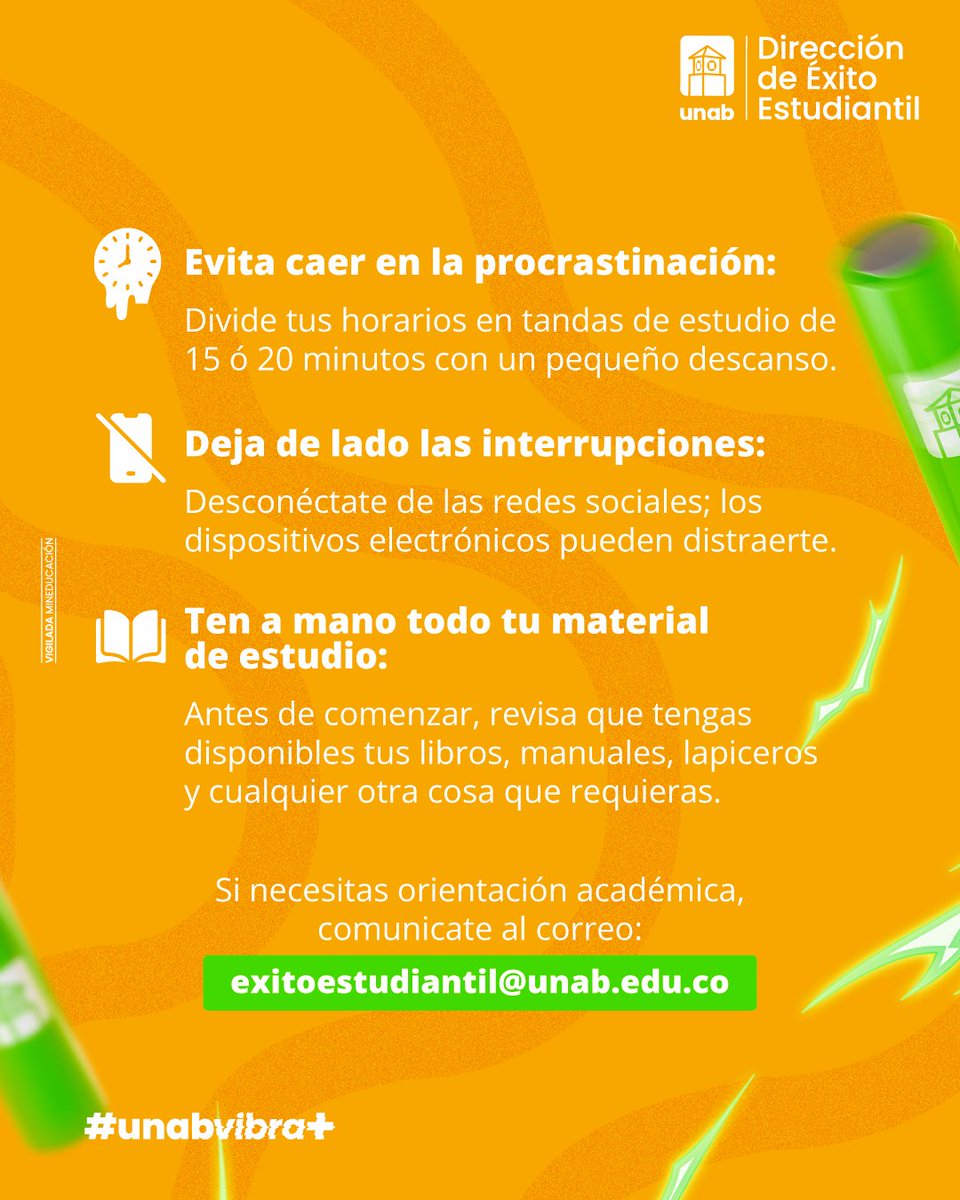 #EstudianteUNAB | Planificar tus estudios y darte un respiro puede marcar la diferencia entre el estrés y el equilibrio 🗓️.