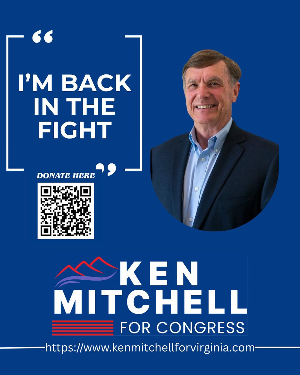 I’m back in the fight! After a hard fought battle last cycle and supporting our #VAHouse candidates this year, I’m ready to unseat Ben Cline and bring change to #VA6.

Stay tuned for info on my formal launch. Go to kenmitchellforvirginia.com to learn more!

#ken4va #midterms2026
