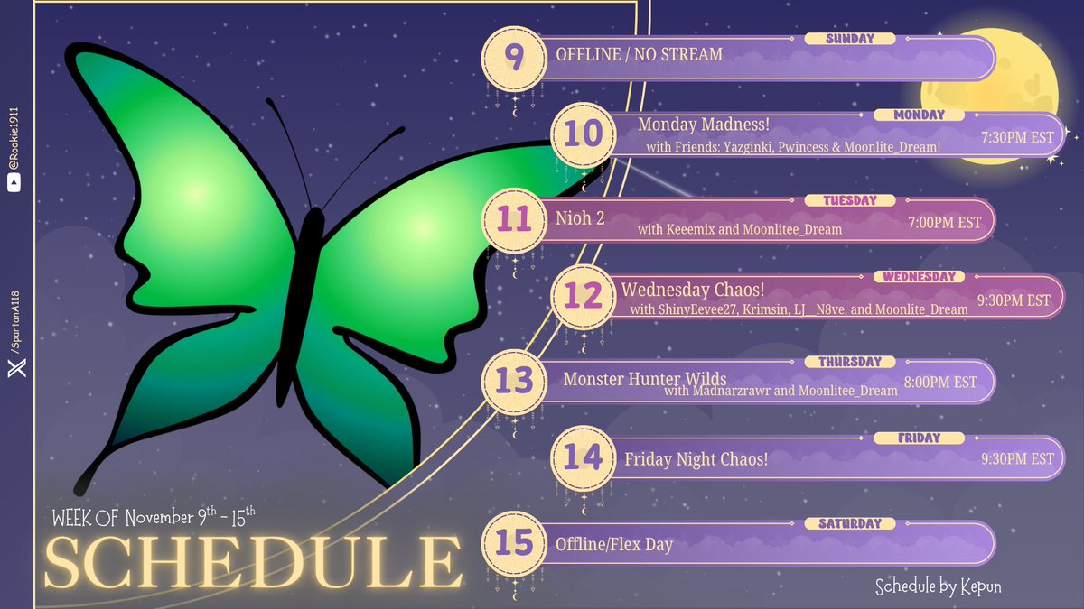 Oh yeah here's the schedule!