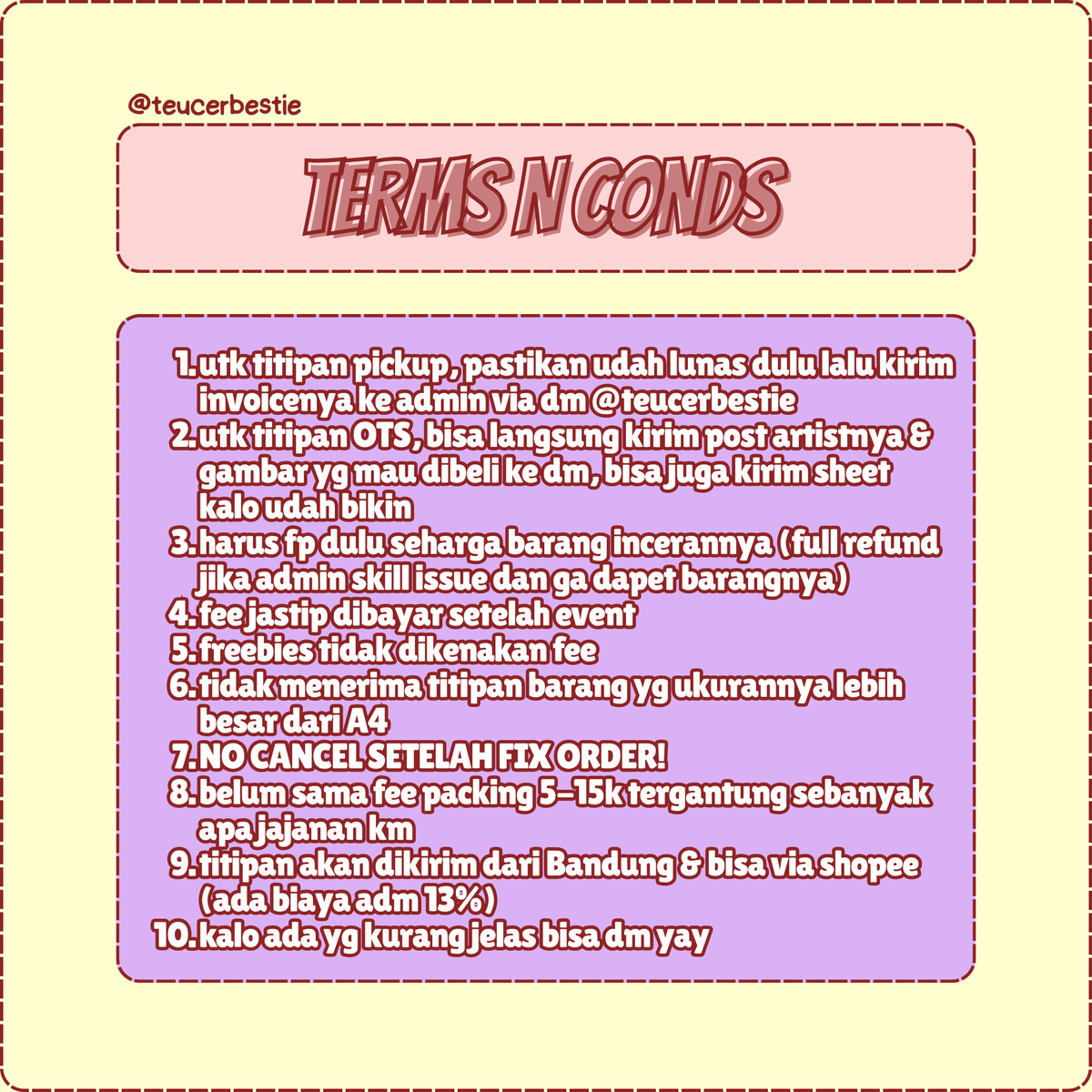 teucerbestie's tweet image. [[ OPEN JASTIP CF21 DAY 1 ]]

(rt &amp;amp; likes appreciated💛) 
guys aku open jastip cf super dadakan☝🏻🤓 bisa dibaca pic terlampir untuk fee dan t&amp;amp;c!

close di hari-h yakni sabtu 15 november jam 8 pagi sebelum comifuro dimulaii❣️