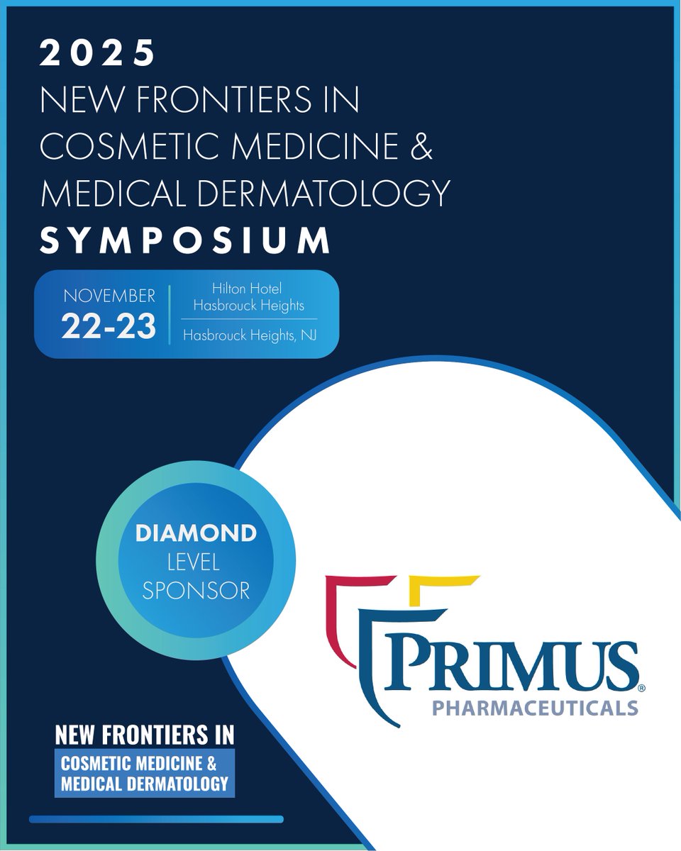 A big thank you to Primus Pharmaceuticals, a Diamond Sponsor of #NFCMMD25!💎

We look forward to seeing you in less than 2️⃣ weeks in Hasbrouck Heights, NJ.
 
Don’t forget to stop by their booth!🌟
 
#Dermatology #MedicalDermatology #CME #CosmeticMedicine