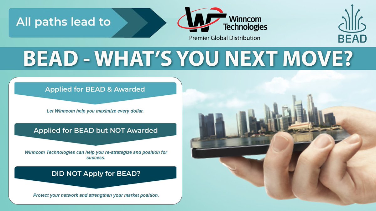 WinncomTech's tweet image. 🏁 BEAD awards are out. What&apos;s Next?

Whether you won, didn’t apply, or came up short—Winncom Technologies is here to help you regroup, re-strategize, and move forward.

👉 Schedule a consultation with Winncom’s BEAD Services Team today: ow.ly/S7SB50XpFiU