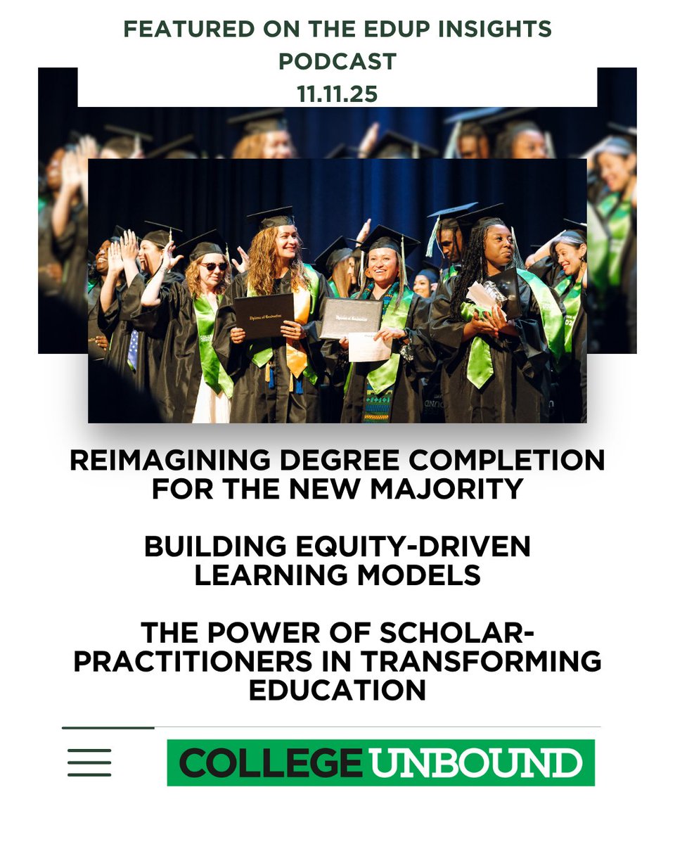 We’re excited to share that College Unbound President and Co-Founder Dr. Adam Bush will be featured on the EdUp Insights Podcast.
The episode goes live Tuesday at 6:00 a.m. CST.

🎧 Tune in here: open.spotify.com/show/5tXY2B9lF…
