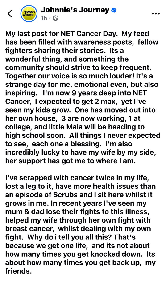 JMeeksJourney's tweet photo. Our last post for today’s #NETcancerday .. awareness is key! Please make sure you’re following us on all socials and if you could share to your friends it would be most appreciated! Love from Johnnie and everyone at #TeamMeeks 🤍🖤🦓 https://t.co/VusiJpl9RD