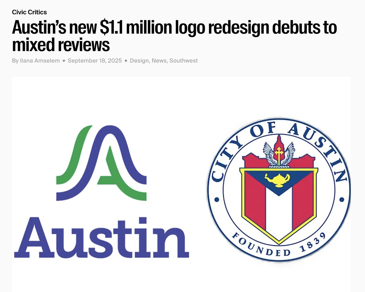 jmauldn's tweet photo. The City of Austin spent over ONE MILLION DOLLARS on this logo.

This is why government can't solve your problems.

Next time try Upwork for $100, @KirkPWatson. https://t.co/jQeZMb2Jn1