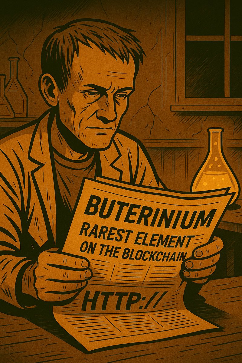 buteriniumBTRN's tweet photo. Day 6 — The Night Before Publication 🌙

It’s been a long day.
After hours of planning with the newspaper team, Buterin finally heads home.

Tomorrow, the world will read about Buterinium for the first time — the rarest element on the blockchain.
He can’t wait. ⚗️🔥

#Buterinium #BTRN #CryptoAlchemy #BlockchainDiscovery $BTRN