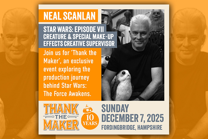 JediNewsNetwork's tweet photo. Neal Scanlan Attending Thank the Maker: The Force Awakens on December 7th - https://t.co/AGi31d8vQe #StarWars @Farthest_From #ThankTheMaker #Fordingbridge @StarWars @StarWarsUK #TheForceAwakens #10thAnniversary #NealScanlan https://t.co/7JB50PbCFr