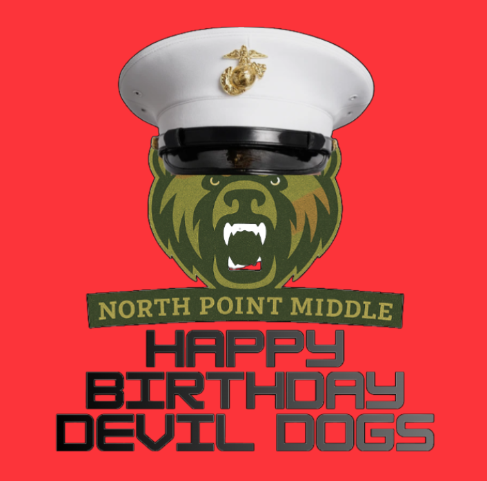 NPMiddlePTA's tweet photo. 🇺🇸🎂 Happy Birthday, United States Marine Corps! 🎂🇺🇸
 November 10, 1775 – November 10, 2025
Today, the North Point Middle School Grizzlies proudly join in celebrating 250 years of honor, courage, and commitment — the proud legacy of the U.S. Marines.

Semper Fidelis. #USMC https://t.co/VoOz5iUUUa