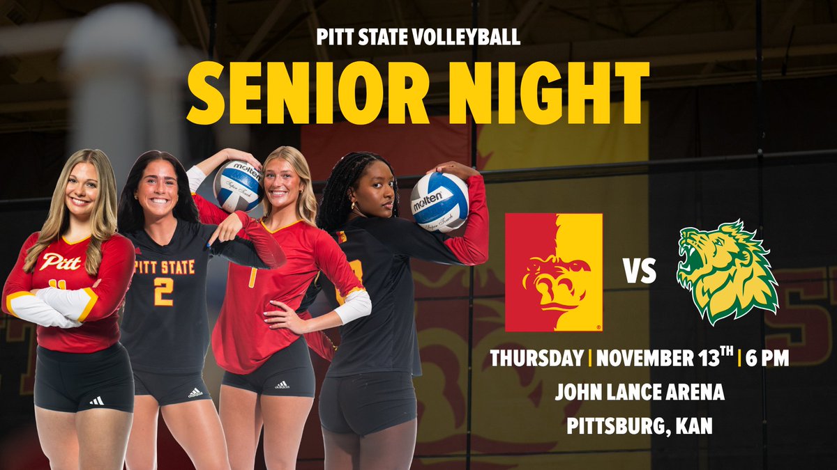 GET TO JOHN LANCE ARENA THURSDAY.

Thursday night is Senior Night for Gorilla Volleyball, hosting Missouri Southern at 6 PM 🦍🏐