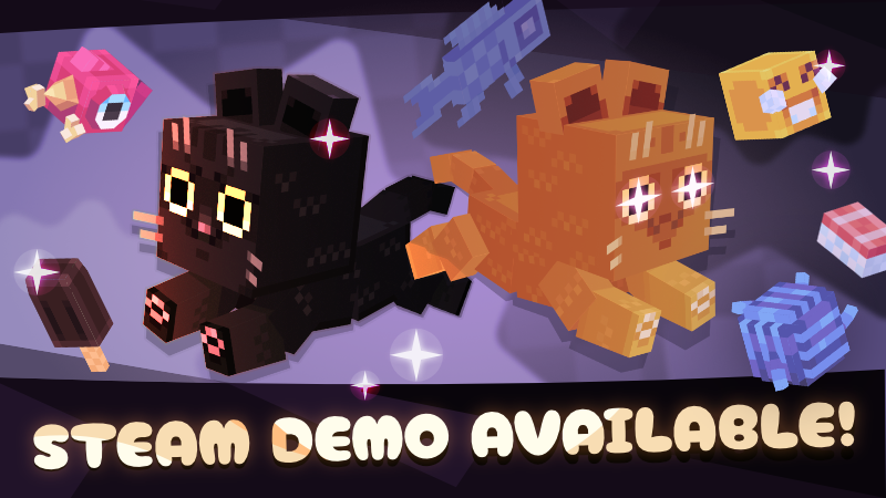 PatTheCatGame's tweet photo. Hello, cat lovers! We're excited to announce that the #demo version of our game is available today! Play, feed, and customize your kitty! And don't forget to pat the cat!🐈‍⬛✨#indegame #cozygame #cats https://t.co/dqdDa4xr9a