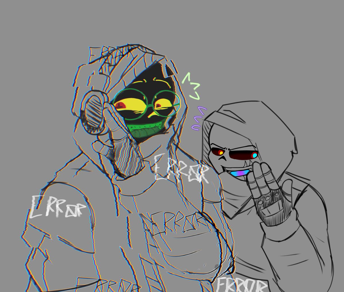 Valenti15170907's tweet photo. Headcanon: Gradient and Fury are best friends and, besides playing video games together, they both love gossip. 

#gradientsans #furysans #ErrorInk #Dustberry #errorsans #inksans #dustsans #swapsans #blueberrysans #Undertale #undertaleAU #Underverse https://t.co/iZXx5ur9yW
