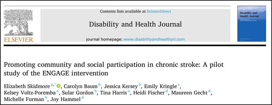 Recién salido en Octubre, estudio de viabilidad del protocolo ENGAGE (mejora de la participación) para personas con ictus crónico (Skidmore et al., 2025).