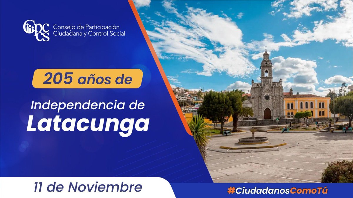 Hoy celebramos los 205 años de Independencia de Latacunga.

Desde el CPCCS ratificamos nuestro compromiso de fortalecer la participación ciudadana en esta hermosa ciudad, que mantiene vivo su espíritu de lucha y libertad.