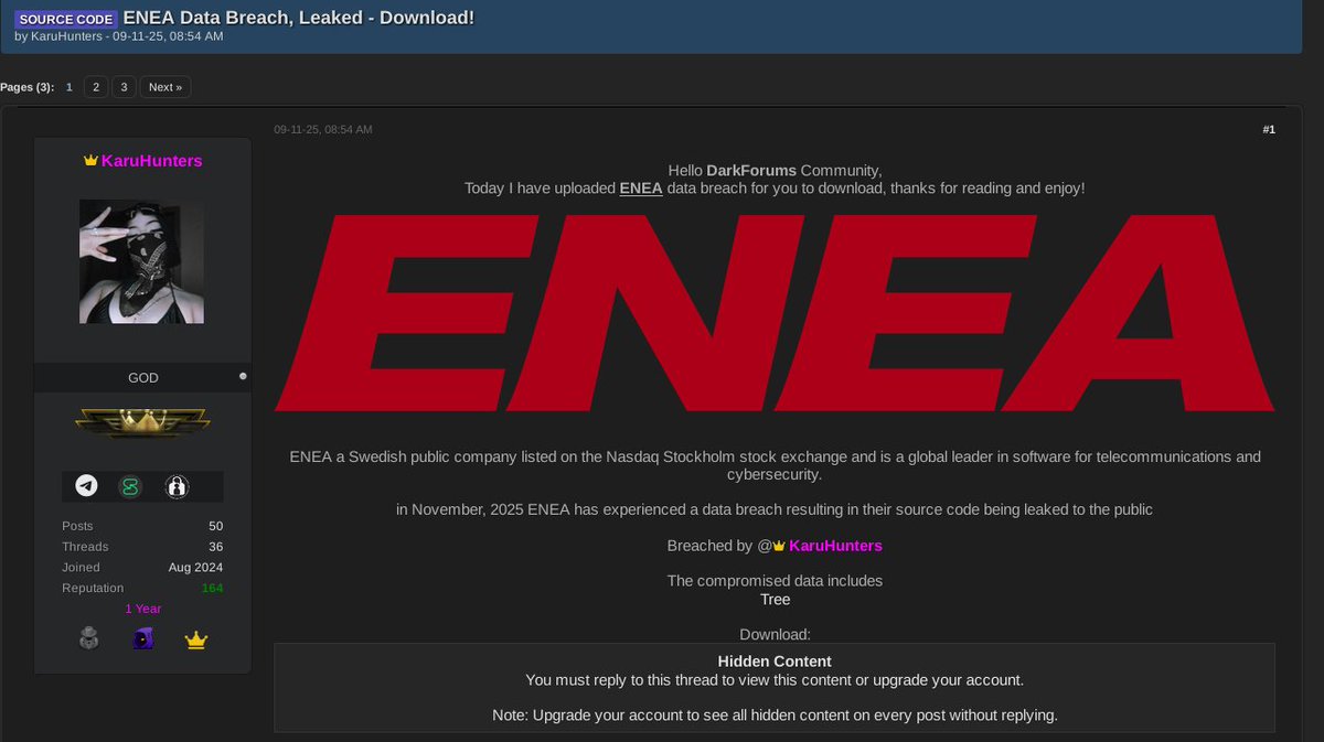JadenJohnsNews's tweet image. SOURCE CODE ENEA Data Breach, Leaked - Download! #DarkForums