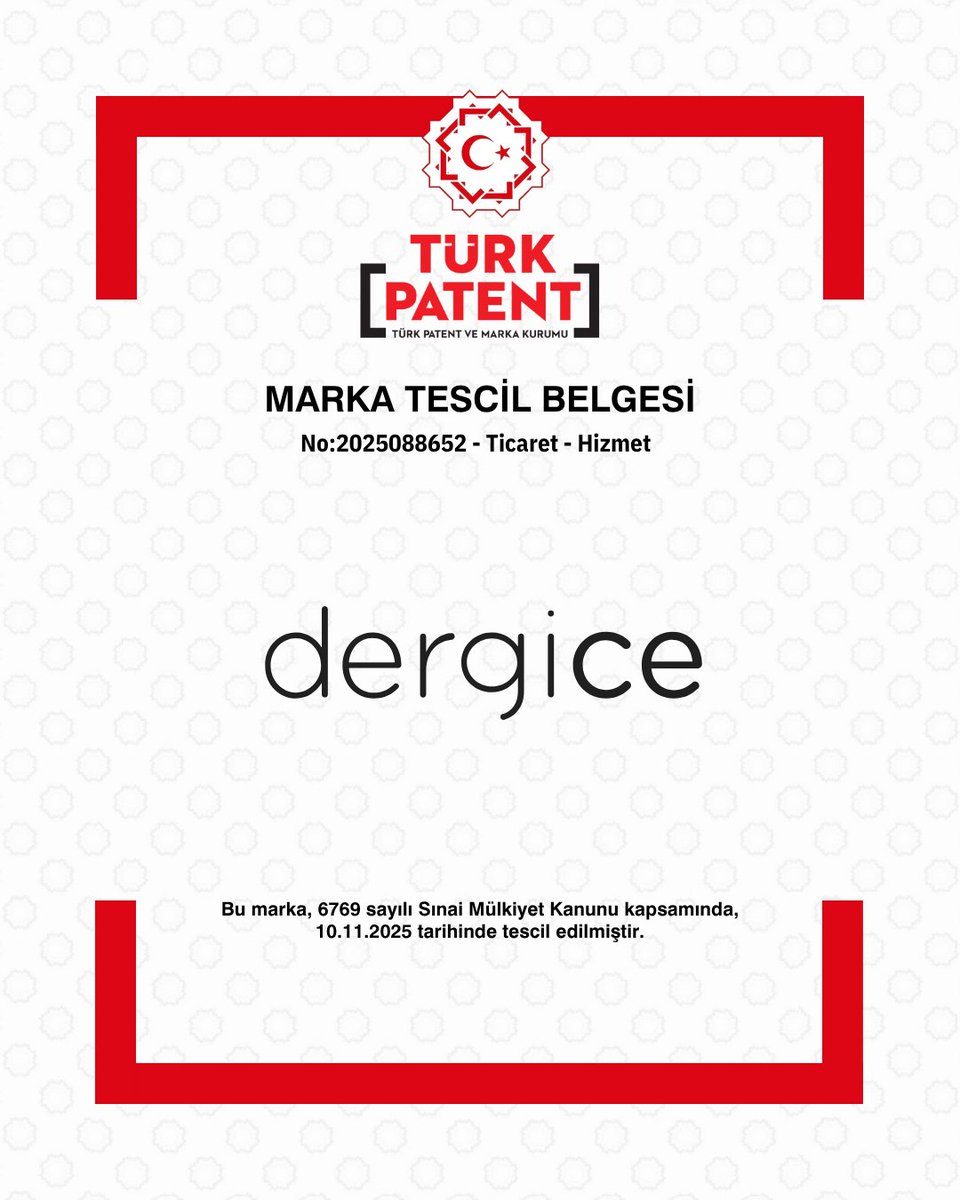 Türk Patent ve Marka Kurumu tarafından “dergice” markamızın tescilini yapmış bulunmaktayız®️ Vatana millete hayırlı uğurlu olsun😇

dergiCE.com