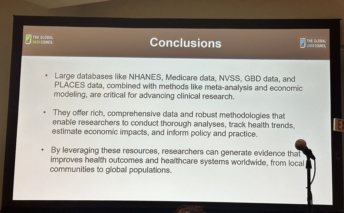 VRenuka33's tweet image. At #TLM2025 , talk by @ZobairYounossi : a great overview of key databases used to assess the global burden of MetALD
From U.S. datasets like NHANES, NVSS, NIS, Medicare, PLACES, and SRTR to international resources such as UK Biobank, K-NHANES, EHIS, and the Global Burden of…