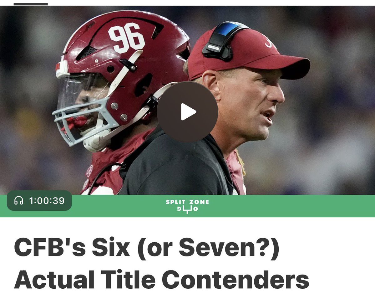 alex_kirshner's tweet image. New @SplitZoneDuo subscriber episode covers a ton of topics and the first one is &quot;which national title contender is not actually a national title contender?&quot; And spoiler it&apos;s Alabama