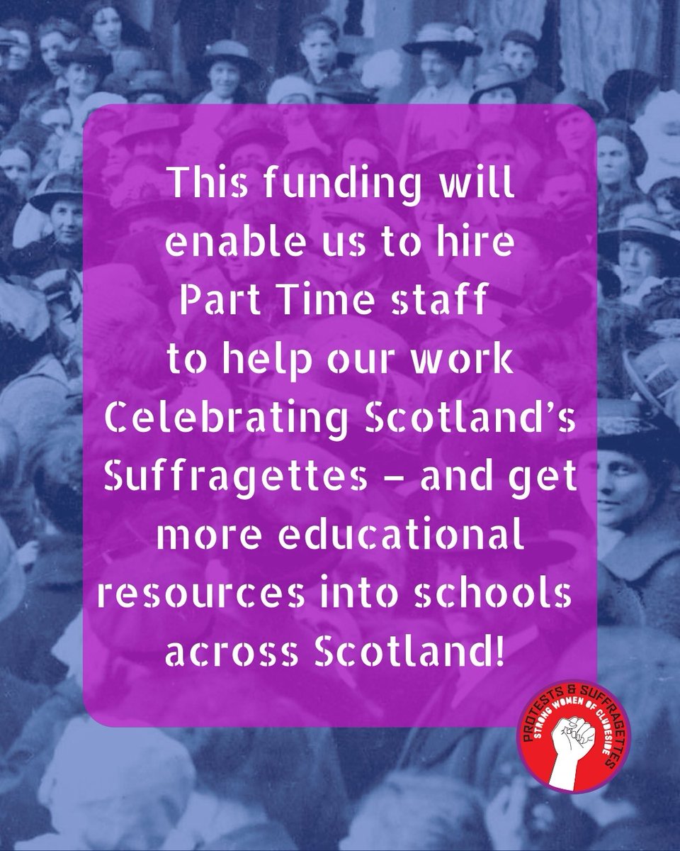 ScotSuffragette's tweet photo. 📣 We’ve been awarded funding from @FirstportScotland 🎉
This will let us hire PT staff, expand our creative workshops + Wikipedia workshops + bring women’s history into schools across Scotland! 💜
#WomenLed #Scotland #HerStory https://t.co/1USuYU0QHf