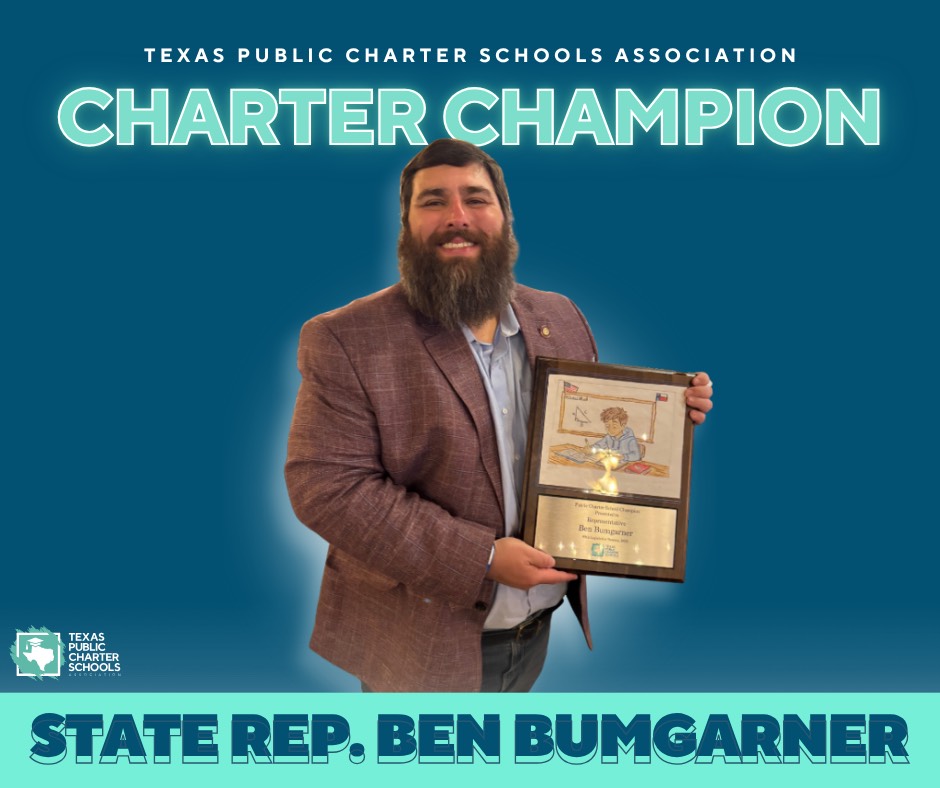 Congratulations to <a href="/Bumgarner4HD63/">Rep. Ben Bumgarner</a>  for being honored with the Charter Champion award at our 25th anniversary gala on November 8th!
Your exceptional dedication to supporting students and ensuring that all children can thrive in their education is truly appreciated. #txed