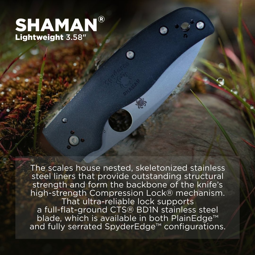 SportsandGadget's tweet image. 🗡️ Spyderco Shaman Lightweight 3.58&quot;
Lightweight, tough, and ready for EDC or adventure.

✅ CTS BD1N full-flat blade
✅ FRN handle (9% lighter)
✅ Compression Lock
✅ Ambidextrous 4-way clip

👉sports-and-gadgets.com/collections/ne…

#Spyderco #ShamanLightweight #EDC #PocketKnife #Wearable4U