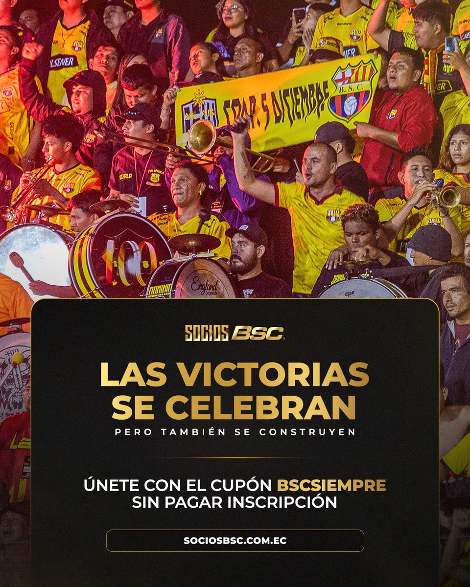 ¡Construyamos juntos las próximas victorias! 💛✊🏻

🪪 Hazte socio del Ídolo sin pagar inscripción con el cupón 𝐁𝐒𝐂𝐒𝐈𝐄𝐌𝐏𝐑𝐄
➡️ sociosbsc.com.ec

#BarcelonaSomosTodos