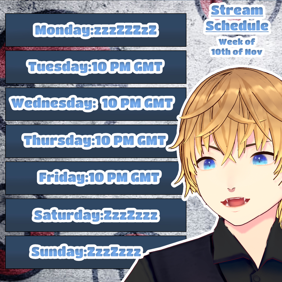 FabtonVT's tweet image. This weeks stream schedule for Twitch and Youtube, doing another 4 day week again