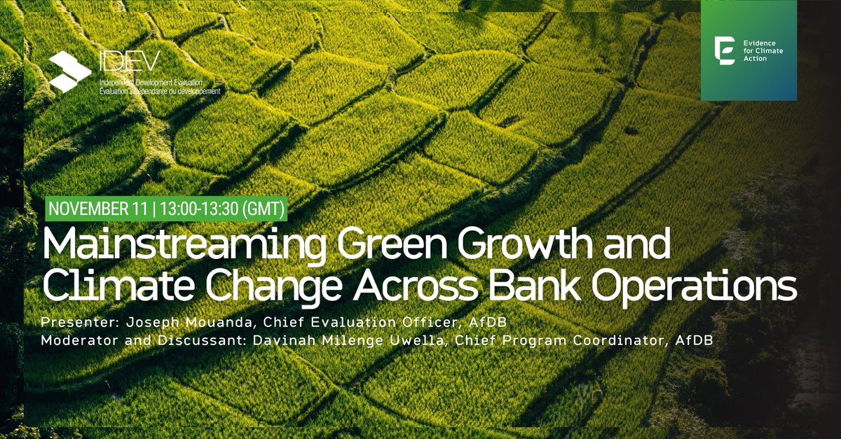 KarenRotM's tweet photo. @evaluationafdb will showcase lessons from evaluations shaping @AfDB_Group’s climate action &amp; resilience efforts at #COP30
Join us at the #E4CA Pavilion in Brazil or connect with us online as we highlight what works for a more climate-resilient #Africa.
https://t.co/RXSq2Xtmpr https://t.co/B0QhFMFgdH