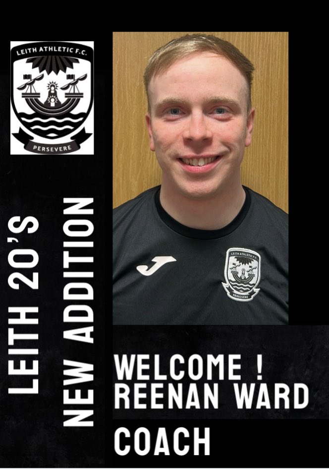 LeithU20s's tweet image. Delighted to add Reenan Ward to our coaching team - no stranger to the club having played at youth level &amp;amp; currently coaching within the Girls section we are delighted to have him on board 

Welcome mate 🤝⚫️⚪️