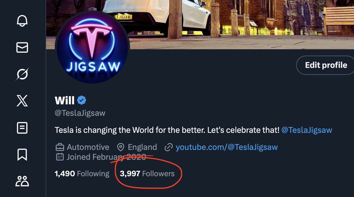 I'd love to reach more people here on X... 

I've uploaded 100's of videos, reviews, interviews and discussions about all things Tesla, and I'm just 6000 Followers away from 10,000 😉 Care to help? 

Thanks to everyone who has supported and watched me grow over the past 3 years