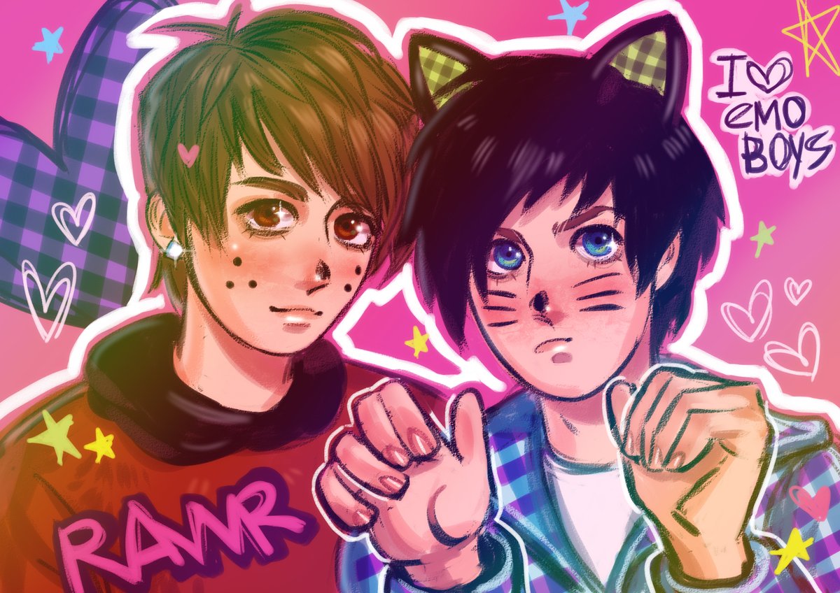 ro5arob0t's tweet image. my old dnp fanart...when cat and bear were innocent
#danandphil #phanart #phan