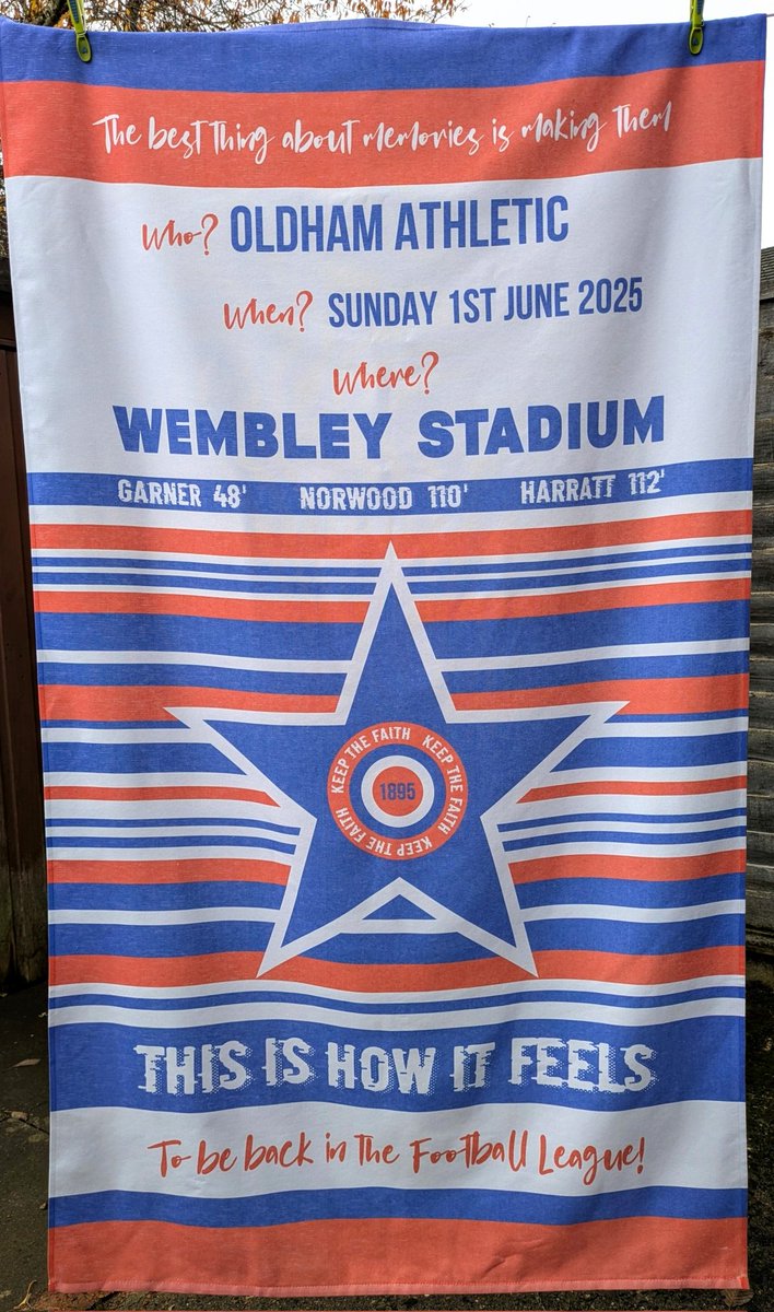 SamanthaCorry's tweet image. #OldhamHour Oh no I've missed it tonight! But please can I still post about this new batch of 2 designs of #oafc inspired beach towels I've received?😀 Over half the stock sold already. So grateful for everyone's support. If anyone wants one, please let me know. Thanks.x