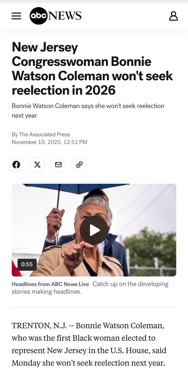 New Jersey Congresswoman Bonnie Watson Coleman (D) won't seek reelection in 2026

ground.news/article/new-je…