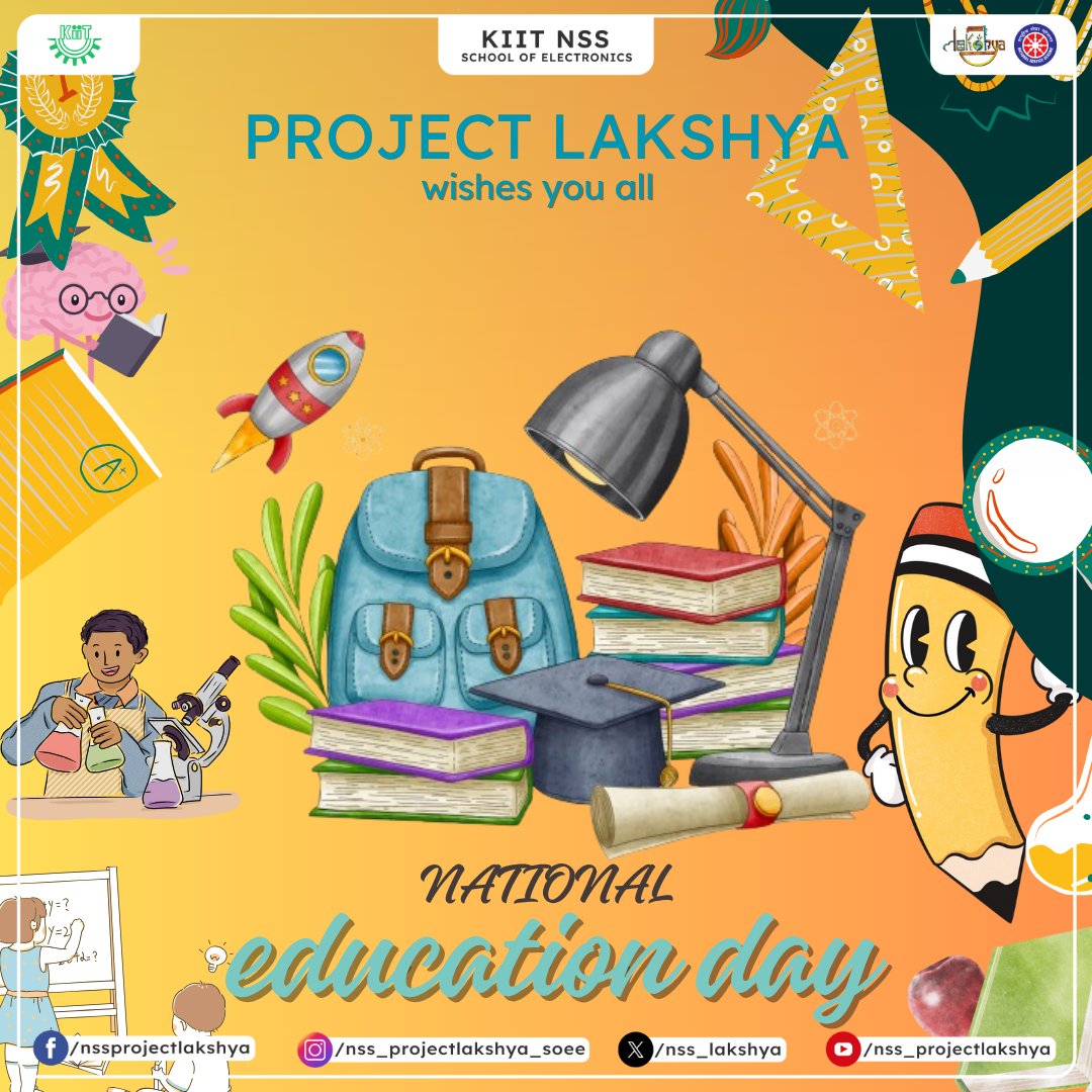 Let's take a moment to reminisce about this auspicious occasion of "National Education Day" commemorating the great visionary Maulana Abul Kalam Azad . 'Education' makes us human!
 NSS SoEE Project Lakshya wishes everyone a very Happy Education Day!