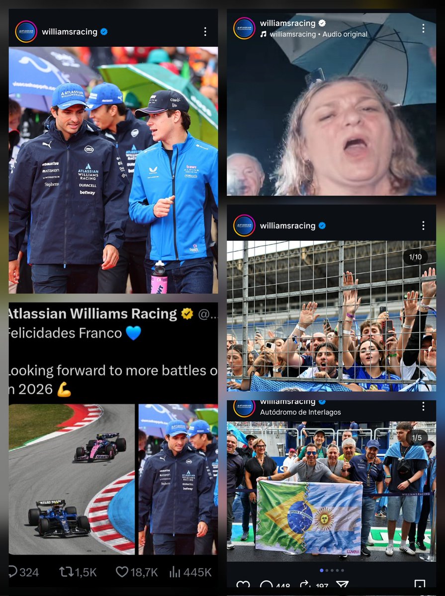 Gonzaaaa_98's tweet image. Gracias @AlpineF1Team por subir tantas historias sobre los argentinos que fueron a Brasil a apoyar a TU piloto... ah no para..
Que todas estas publicaciones son de WILLIAMS durante este finde.. ah me equivoque, pensé que Franco Colapinto era piloto Alpine, al parecer no.