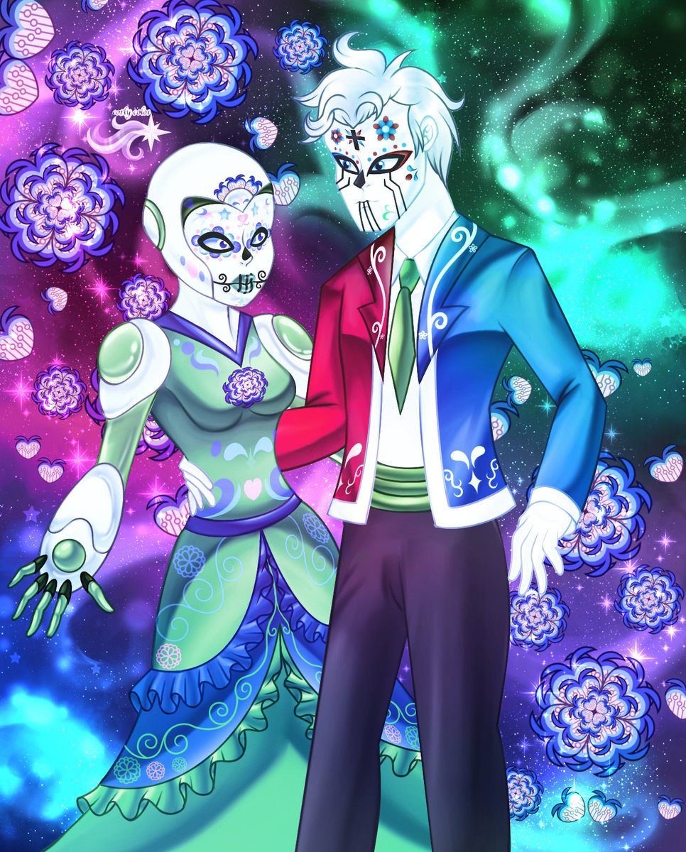 CorlyColor's tweet photo. 💀🏵Día de muertos🏵💀 Razer❤️💙y Aya💚 #diademuertos #díadelosmuertos2025  #dc #dccomics #greenlanterntheanimatedseries #gltas #GreenLanternTAS #LinternaVerdeLaserieanimada #razerredlantern #razerbluelantern #razergreenlantern #razer #aya #razerxaya #razaya #GreenLantern https://t.co/eT95vG97K5
