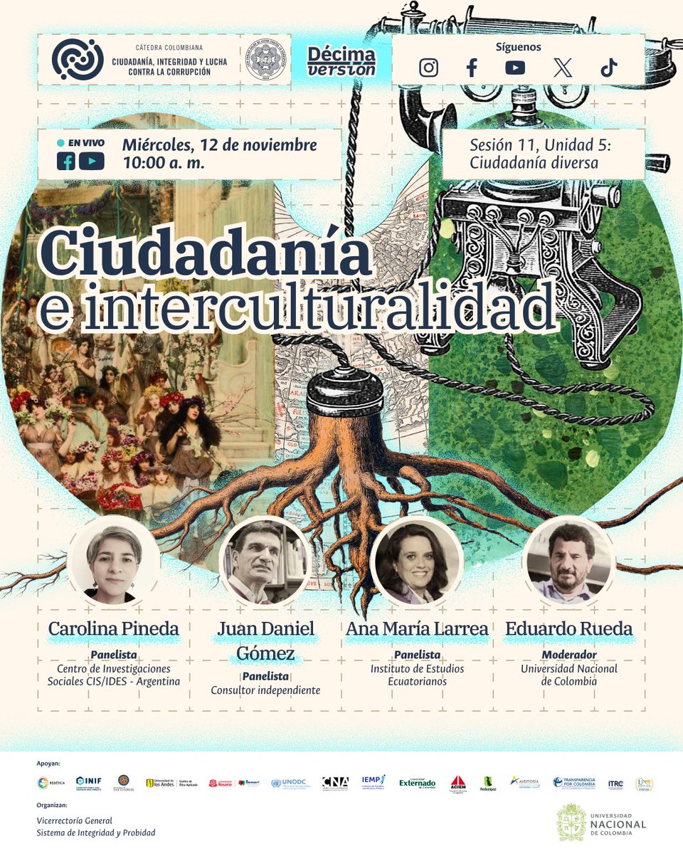 CatedraLucha's tweet photo. 🌎🤝 ¿Cómo se construye una ciudadanía que reconozca y dialogue entre múltiples culturas?

Acompáñanos en la sesión 11:

🔹 Ciudadanía e interculturalidad🔹

🗓️ Miércoles, 12 de noviembre
🕒 10:00 a. m.
📍 En vivo por nuestros canales de Facebook y YouTube https://t.co/2iZFMnS5iX