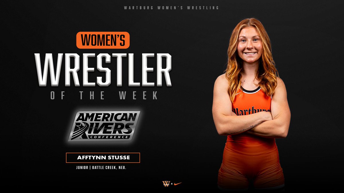 𝐒𝐭𝐮𝐬𝐬𝐞 𝐂𝐨𝐥𝐥𝐞𝐜𝐭𝐬 𝐀-𝐑-𝐂 𝐖𝐫𝐞𝐬𝐭𝐥𝐞𝐫 𝐨𝐟 𝐭𝐡𝐞 𝐖𝐞𝐞𝐤 𝐇𝐨𝐧𝐨𝐫✔️

Wartburg College junior Afftynn Stusse has been named the American Rivers Conference Women's Wrestler of the Week, the league announced Monday.

Stusse, a Battle Creek, Neb., native,