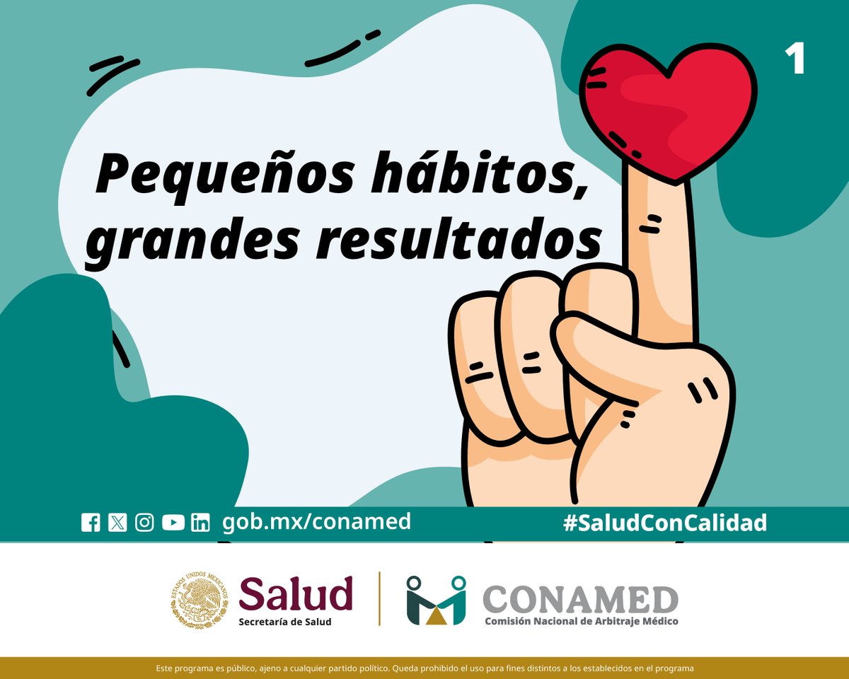 CONAMED_SALUD's tweet image. 🍎 La diabetes se puede prevenir.
Identificar los factores de riesgo y realizarte pruebas de detección a tiempo puede marcar la diferencia.
📄 Consulta la infografía completa 👉 bit.ly/3HENaCB

#CONAMED #Diabetes #Prevención #SaludConDignidad #SaludConCalidad