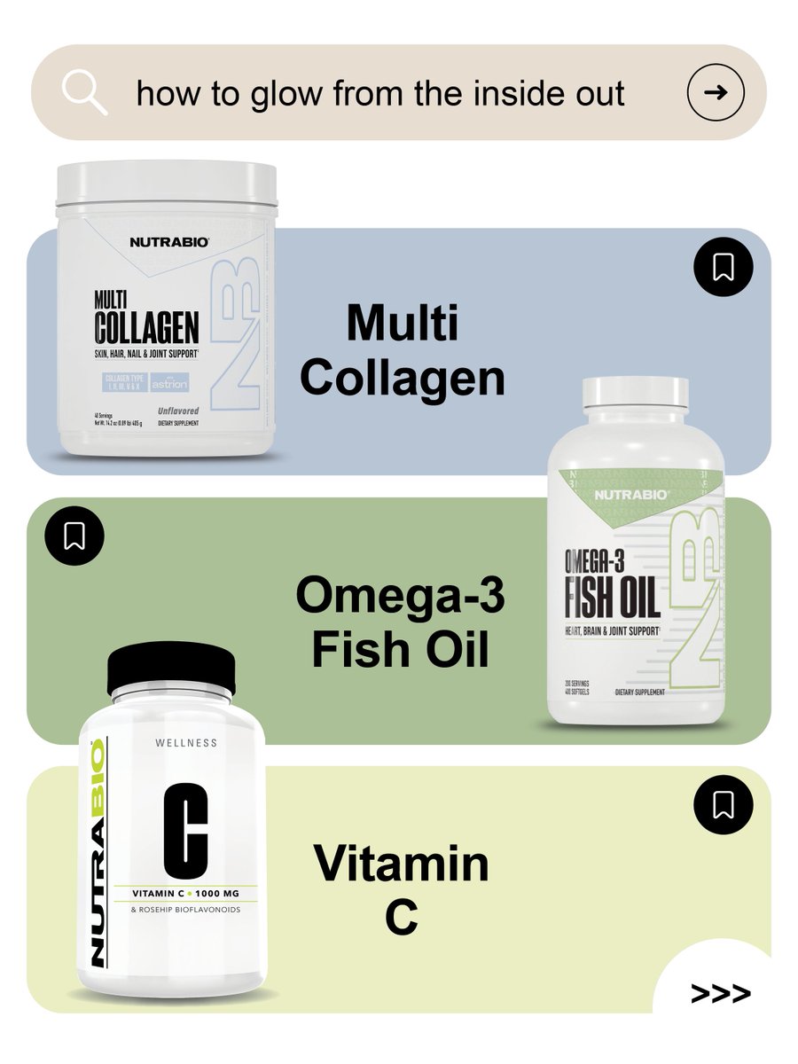 NutraBio's tweet image. Glowy skin hack 🌟

#intraworkout #supplementquestions #supplement #whattotake #vitaminc #fishoil