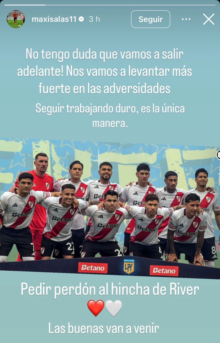 Lo odio eh, pero lo de salas es para sacarse el sombrero
Que aprendan los compañeros, el ni jugó y pide disculpas, los titulares ni eso👏