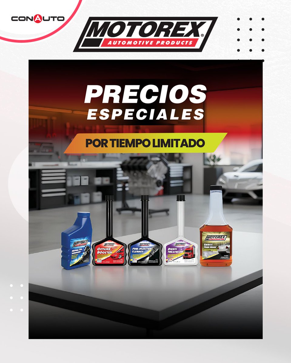 ConautoEC's tweet image. 🚗💨 ¡Premiamos tu preferencia!
Aprovecha precios especiales en aditivos Motorex y recibe un regalo sorpresa por la compra de varias cajas. 🎁
Contáctanos o comunícate con tu asesor de ventas.
📅 Promoción válida hasta el 30 de noviembre o hasta agotar stock.

#Motorex #Aditivos
