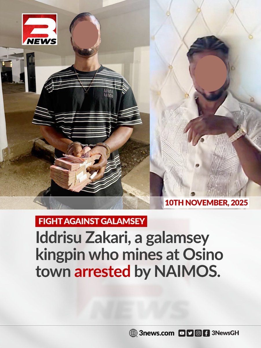 Security forces have arrested Iddrisu Zakari, a suspected galamsey kingpin operating in Osino.
