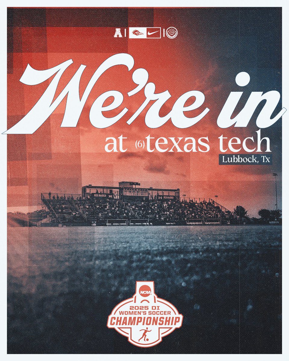 We are officially in the <a href="/NCAASoccer/">NCAA Soccer</a> Championship! Your <a href="/American_Conf/">The American</a> Champion Roadrunners are heading to No. 6 seed Texas Tech! 

#BirdsUp🤙 | #UTSADNA | #LetsGo210 | #OLM
