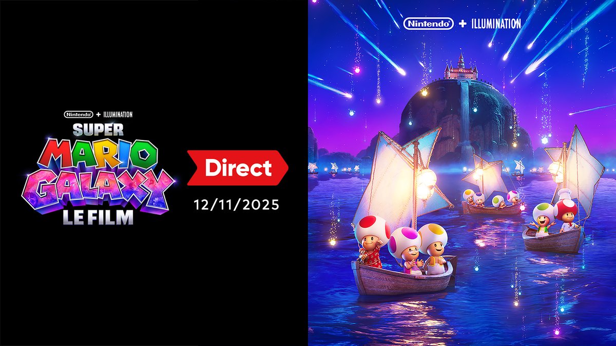 NintendoFrance's tweet photo. Rendez-vous mercredi 12 novembre à 15:00 pour un Nintendo Direct qui dévoilera en première mondiale la bande-annonce officielle de Super Mario Galaxy Le Film. Cette présentation n'inclura aucune information sur des jeux.

Rendez-vous ici : https://t.co/fdi6VsvsrK https://t.co/r2YLjpOJFB